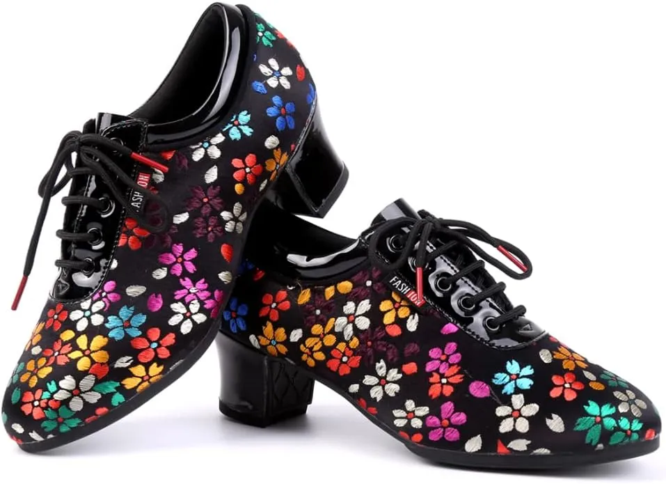 Women Latin Ballroom Dance Shoes Lace up Modern Performence Latin Salsa Practice Dance Shoes,Model 601