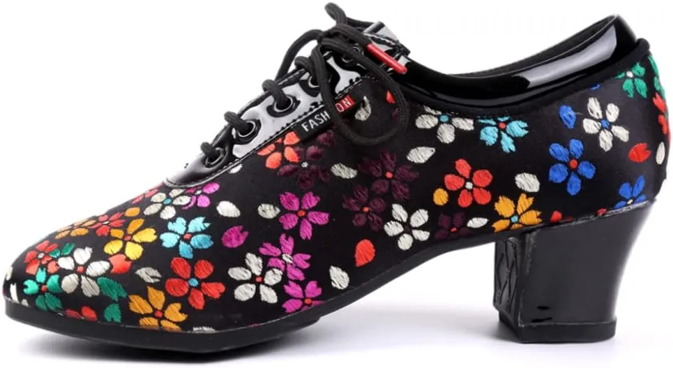 Women Latin Ballroom Dance Shoes Lace up Modern Performence Latin Salsa Practice Dance Shoes,Model 601