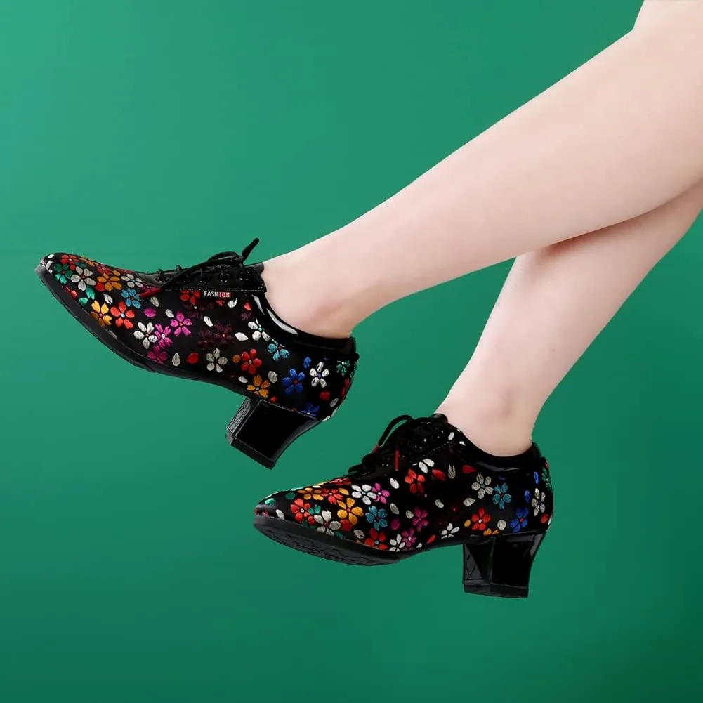 Women Latin Ballroom Dance Shoes Lace up Modern Performence Latin Salsa Practice Dance Shoes,Model 601