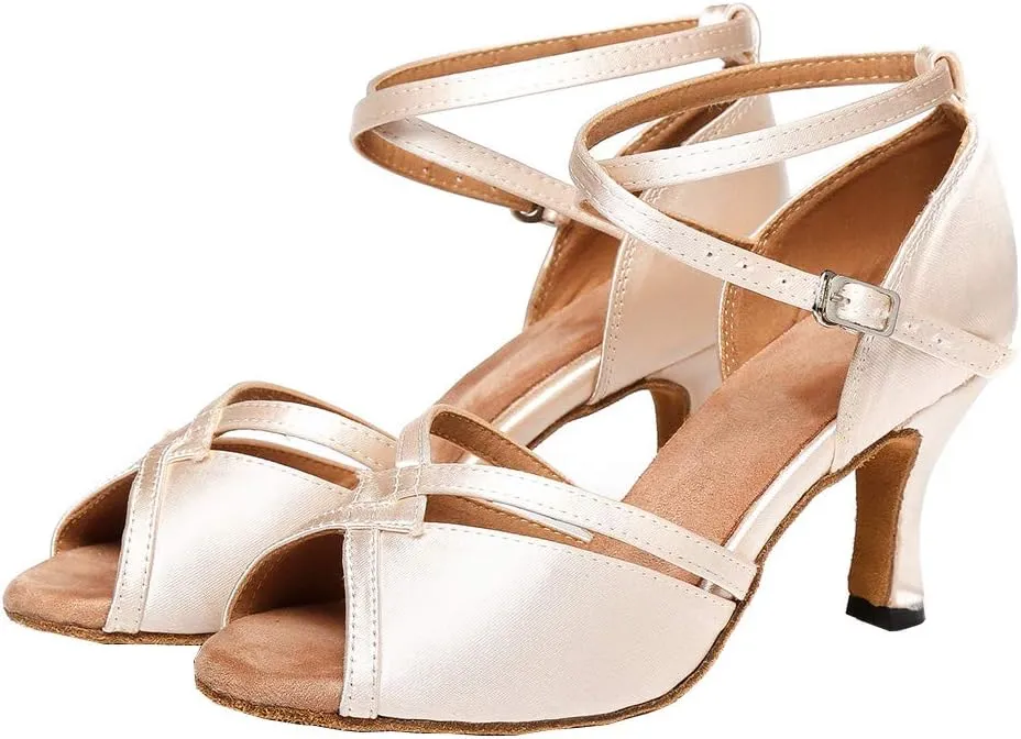 Women Latin Dance Shoes Ballroom Party Salsa Dance Practice Performance Shoes High Heel 805