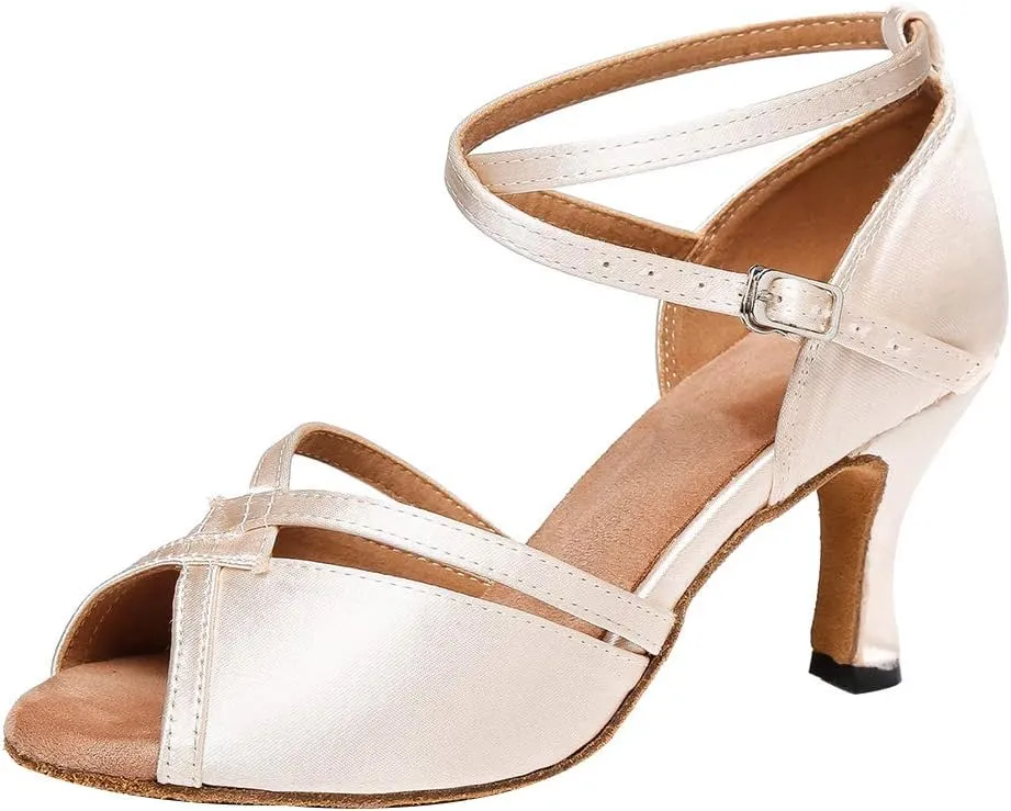 Women Latin Dance Shoes Ballroom Party Salsa Dance Practice Performance Shoes High Heel 805