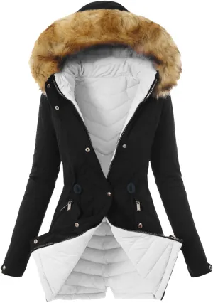 Women Plus Size Winter Overcoat Women's Jacket Thick Outwear Plush Lined Hooded Coat Warm Womens Fleece Plus Size