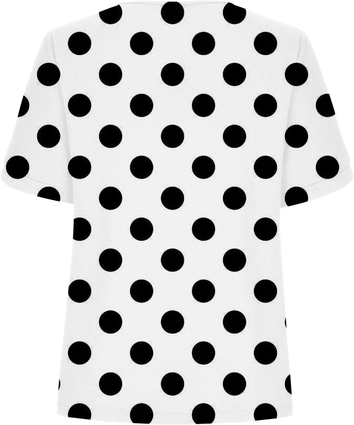 Women Polka Dot Tshirt Shirts Summer Fashion V-Neck Short Sleeve Tee Top Loose Trendy Button Decor Petite Tops Shirt