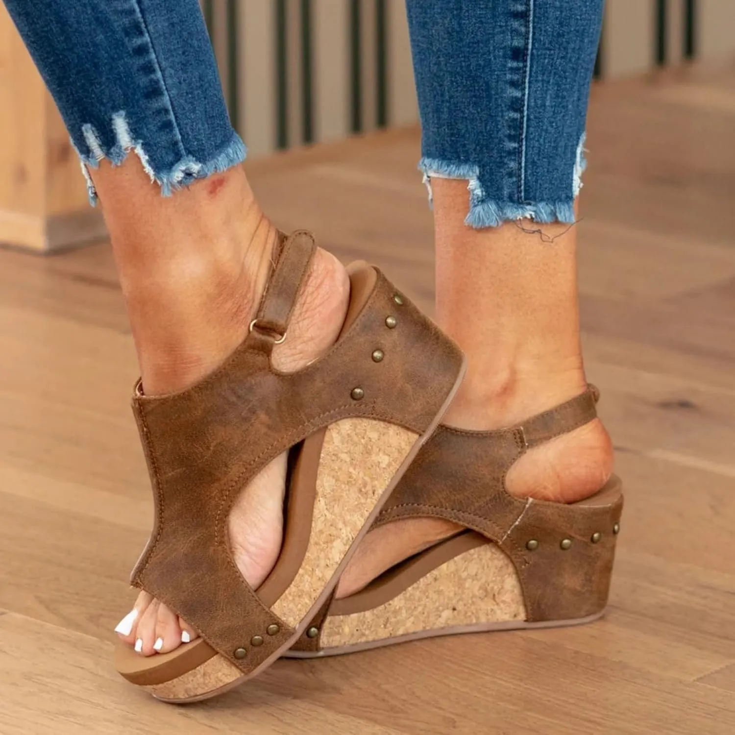 Women Sandals Comfortable Dressy Wedge Platform Sandals Open Toe Ankle Strap Slip on Summer Casual Dress Shoes Sandalias 2024