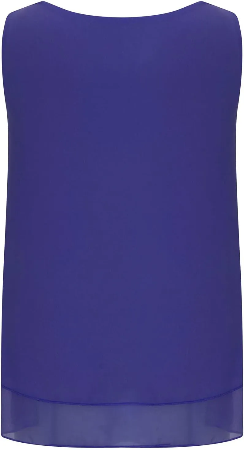 Women Sleeveless Chiffon Tank Tops Double Layers Casual Basic Blouse Tunic Shirt Fashion Flowy Vest Undershirt Clothes
