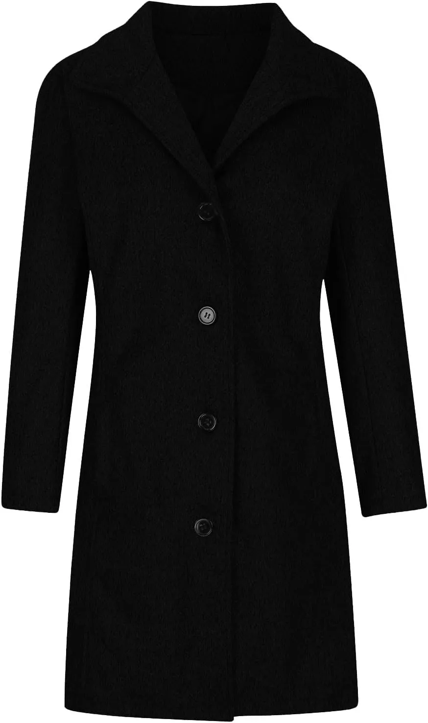 Women Winter Long Pea Coat Wool Blend Stand Collar Single Breast Thicken Blazer Jacket Casual Trench Coat Overcoats