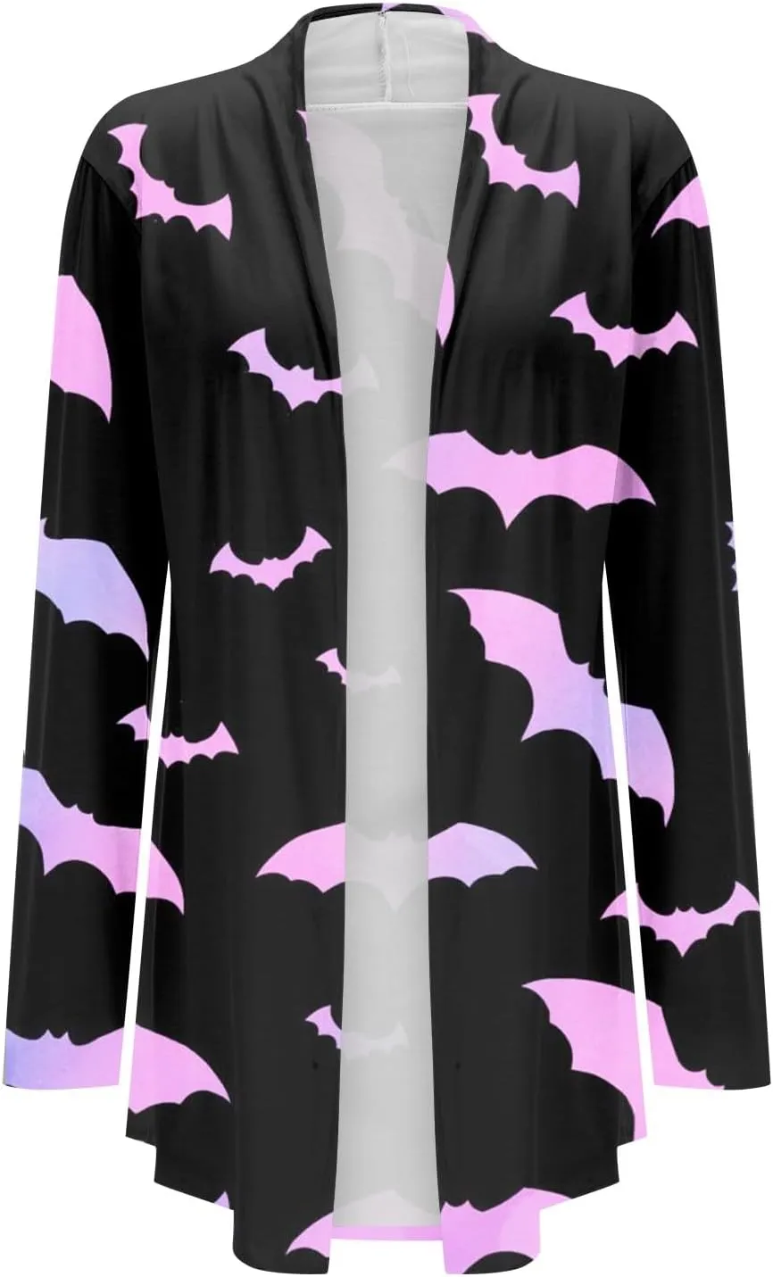 Womens 2023 Fall Winter Fashion Print Sweater Long Sleeve Open Front Casual Lightweight Soft Knit Cardigan Sweater