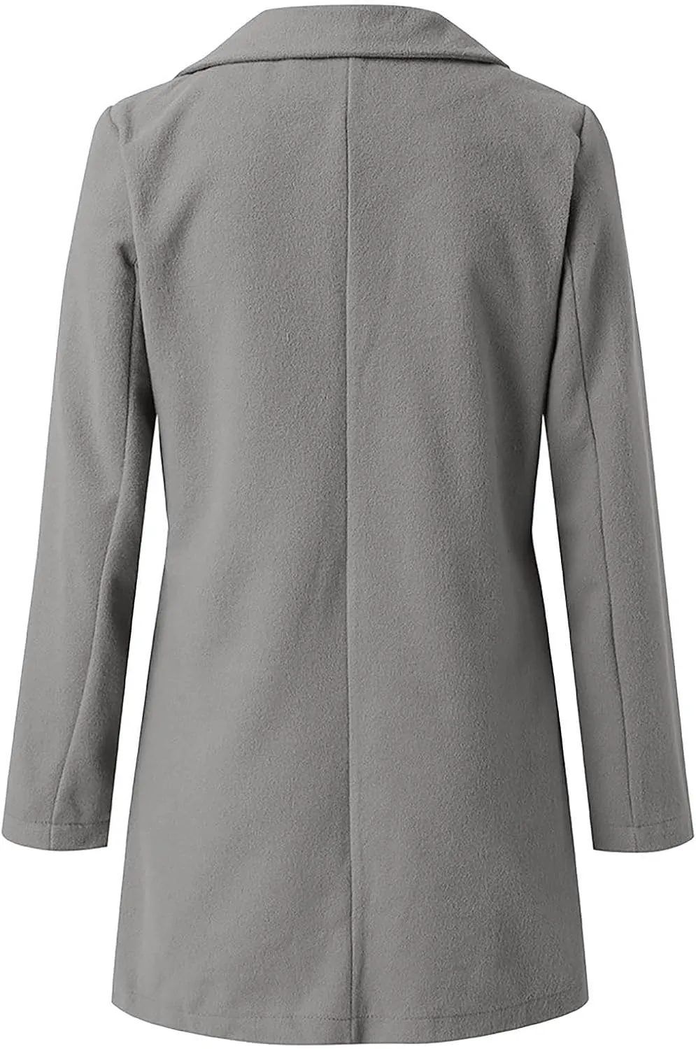 Women's 2024 Wool Blend Pea Coat Double Breasted Long Winter Coats Mid Long Pea Trench Coat Notch Lapel Over Coat