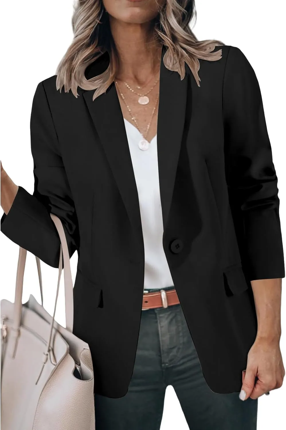 Womens Blazer Business Casual Dressy Long Sleeve Jackets Open Front Work Office Dressy Suit Jackets Summer Cardigan