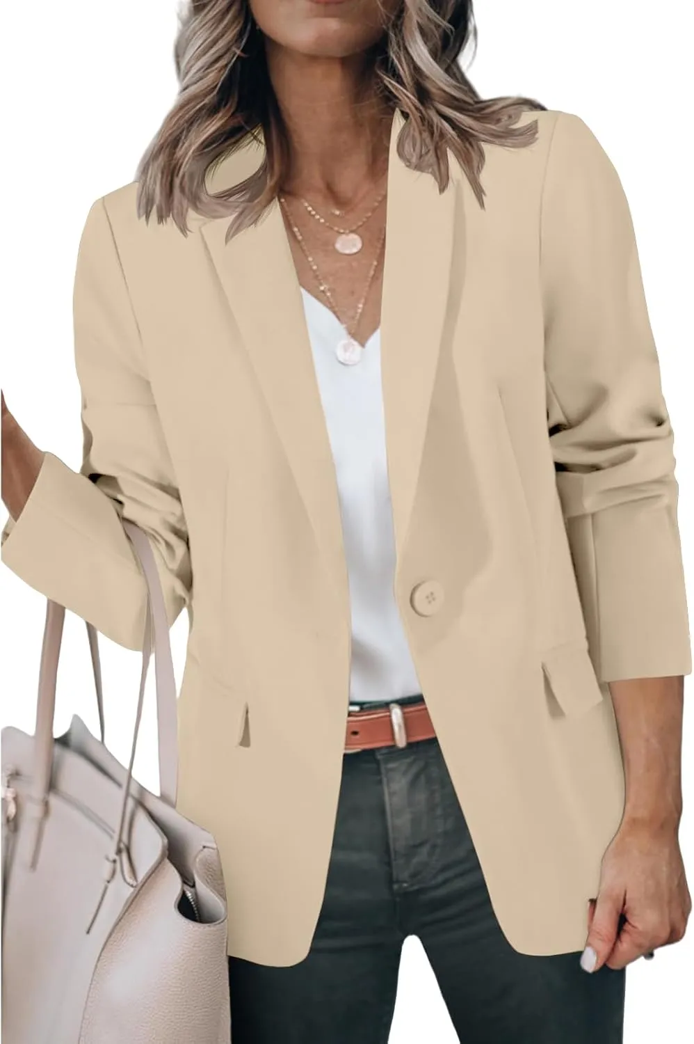Womens Blazer Business Casual Dressy Long Sleeve Jackets Open Front Work Office Dressy Suit Jackets Summer Cardigan
