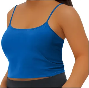 Womens Built in Padded Bra Camisoles Plus Size Spaghetti Strap Tank Tops Summer Workout Crop Top Sexy Slim Cami