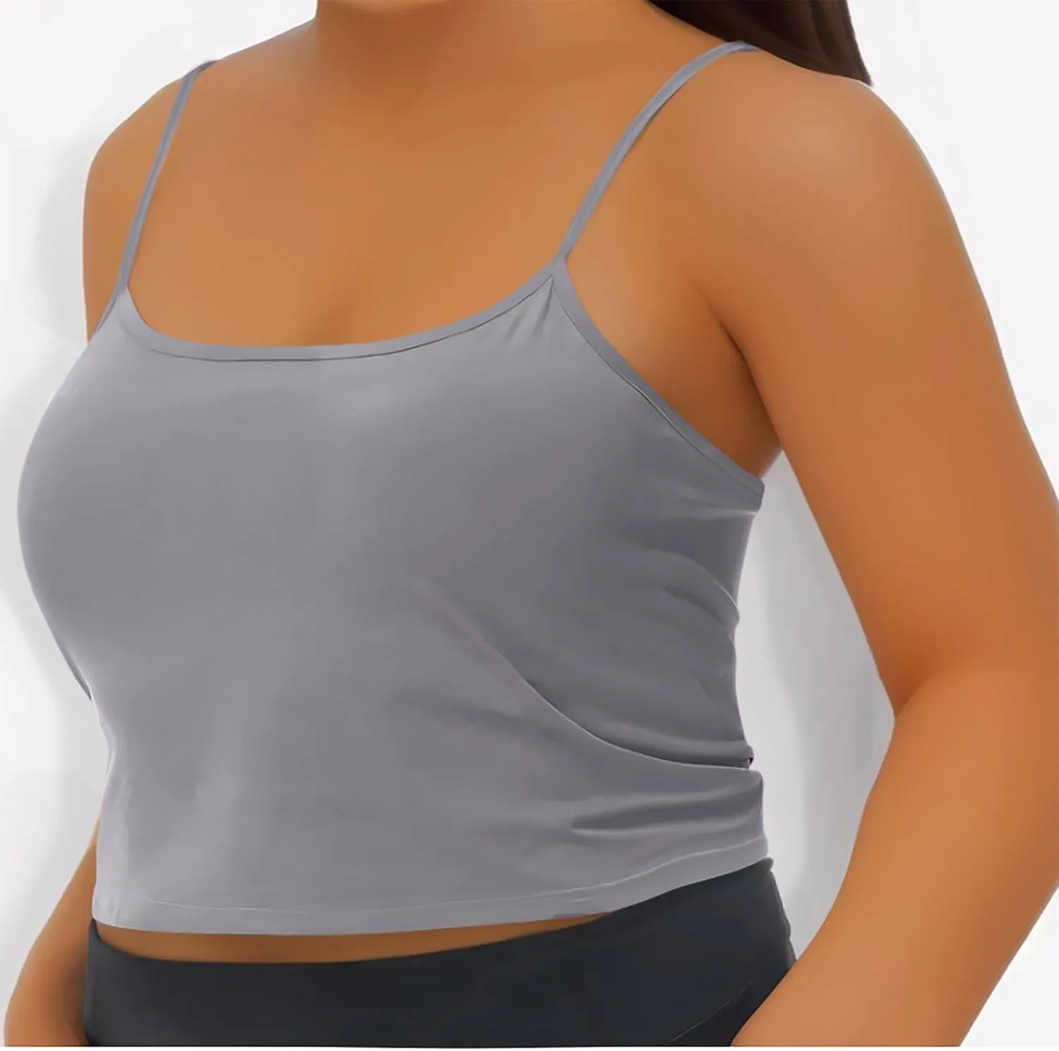 Womens Built in Padded Bra Camisoles Plus Size Spaghetti Strap Tank Tops Summer Workout Crop Top Sexy Slim Cami
