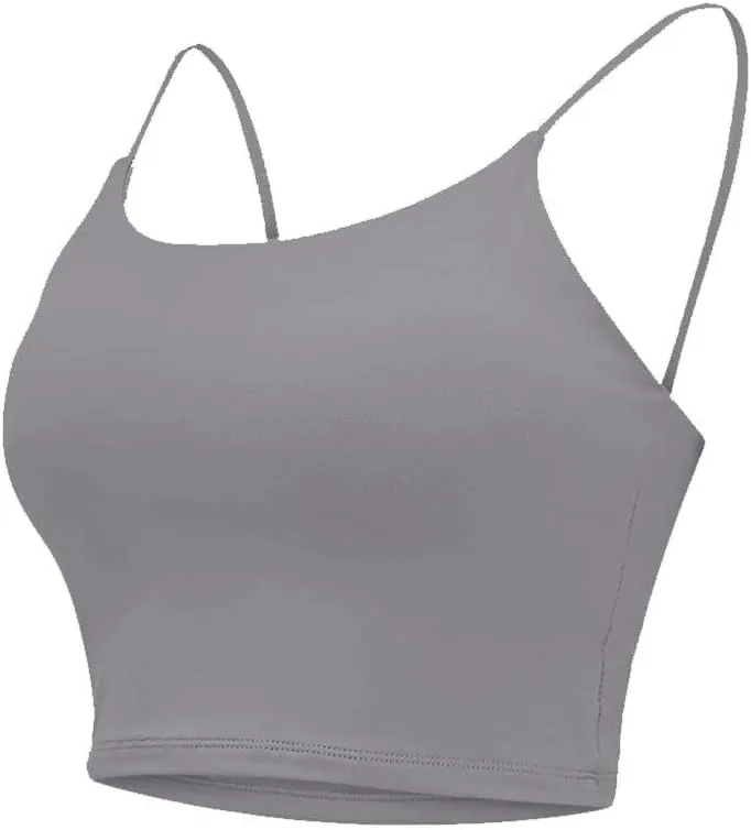 Womens Built in Padded Bra Camisoles Plus Size Spaghetti Strap Tank Tops Summer Workout Crop Top Sexy Slim Cami