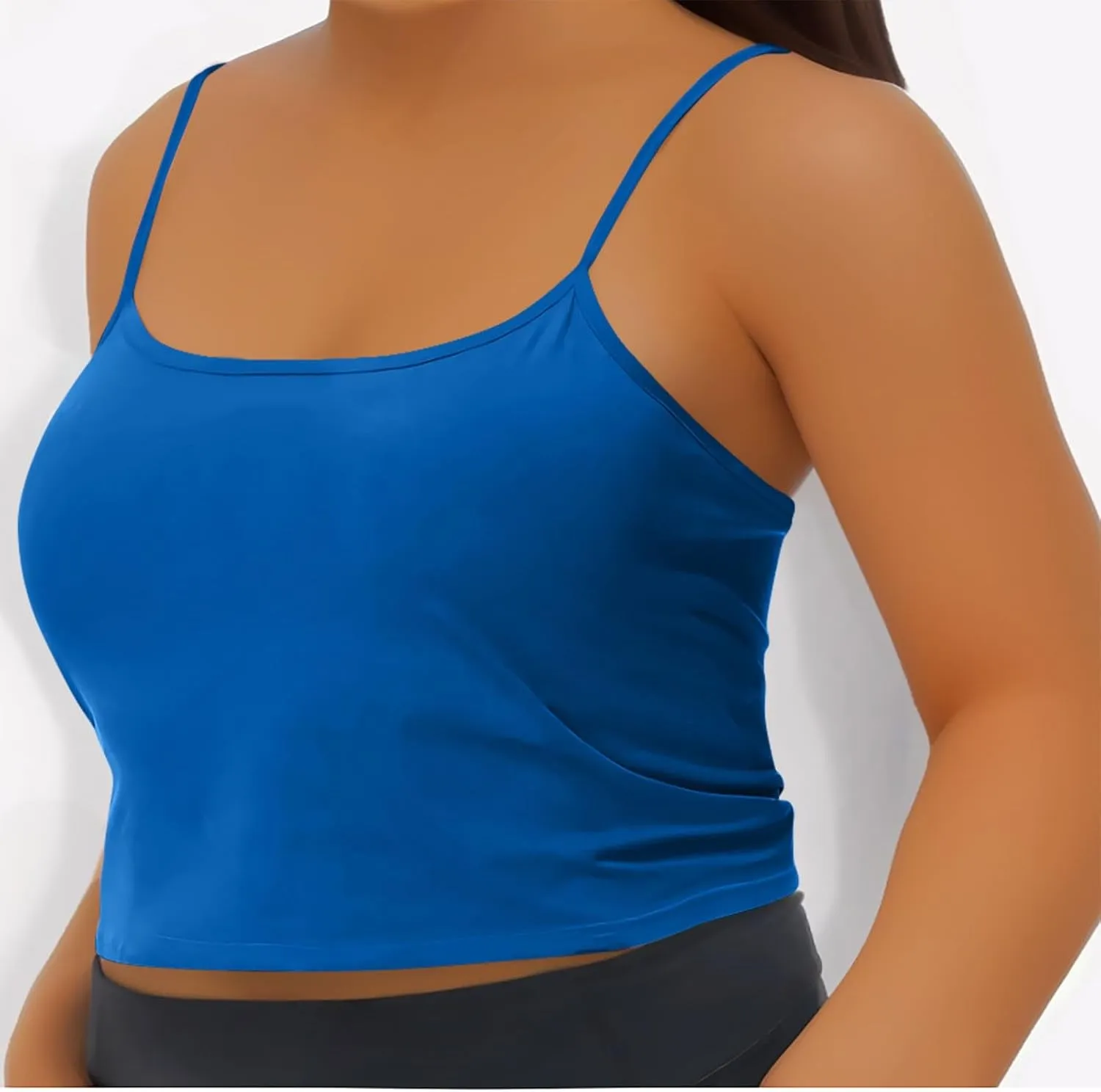 Womens Built in Padded Bra Camisoles Plus Size Spaghetti Strap Tank Tops Summer Workout Crop Top Sexy Slim Cami