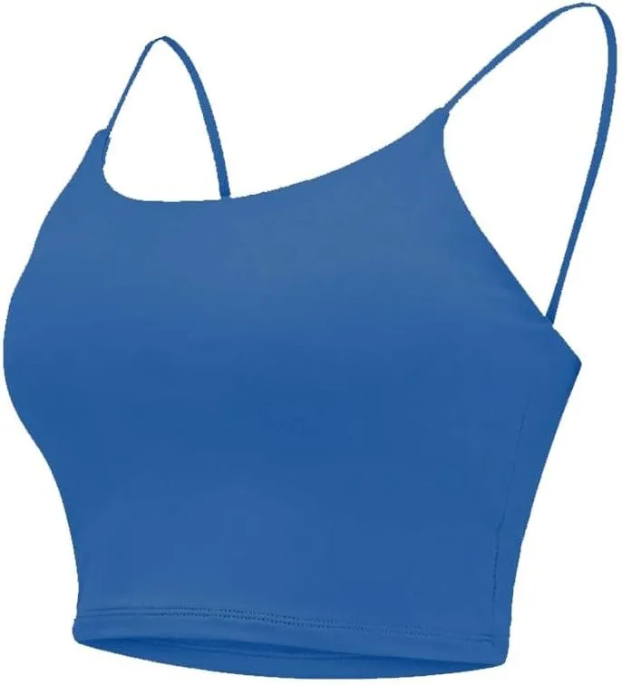 Womens Built in Padded Bra Camisoles Plus Size Spaghetti Strap Tank Tops Summer Workout Crop Top Sexy Slim Cami