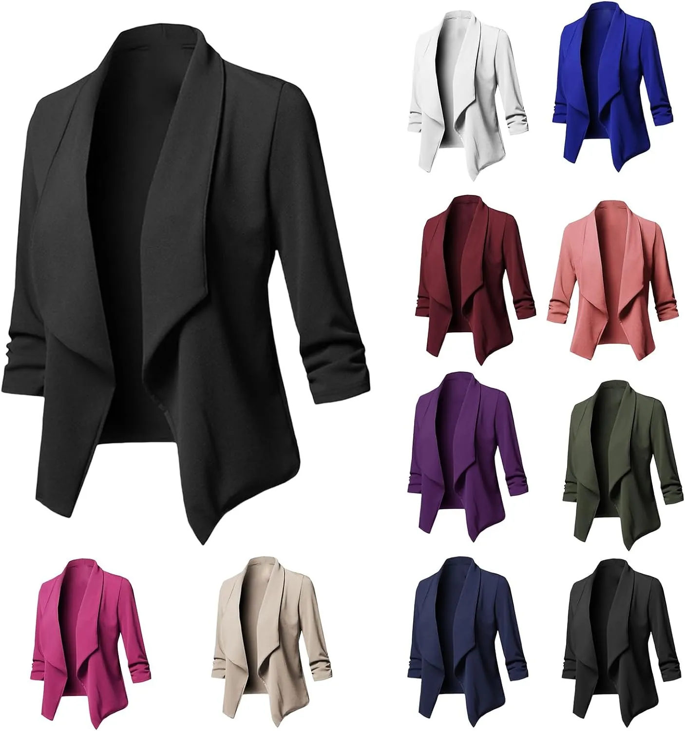 Womens Casual Blazers Business Casual Suit Jackets Open Front Long Sleeve Tops Slim Fit Coat Work Office Blazer