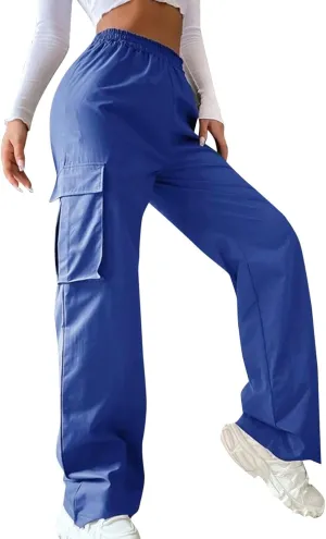 Women's Casual Loose Drawstring Elastic High Waisted Harem Pants Comfy Trousers Wide Leg Cotton Linen Yoga Long Pants