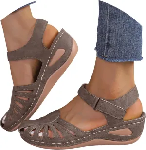 Women's Closed Toe Sandals,Comfortable Orthopedic Sandal with Arch Support Ankle Strap Dressy Summer Platform Wedge Shoes Walking Casual Orthotic