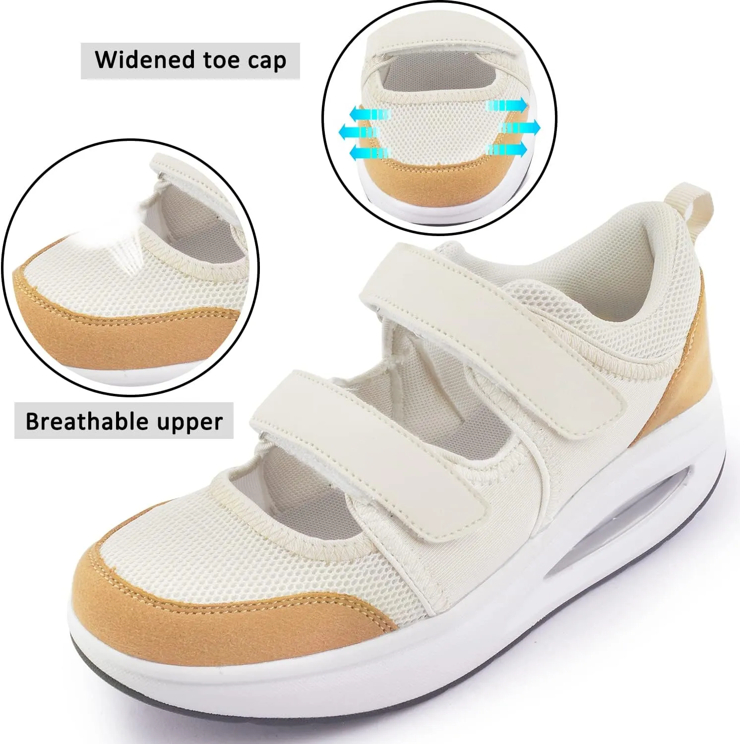 Women's Comfortable Working Nurse Shoes Non-Slip Adjustable Breathable Walking Buffer Fitness Casual Nursing Orthotic Lightweight Shoes