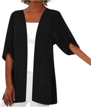 Womens Cotton Linen Cardigan Half Petal Sleeve Cover Ups Open Front Flowy Shrugs UV Sun Protection Rash Guard Shirts