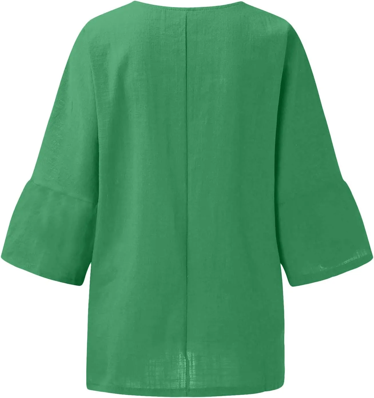 Womens Cotton Linen Summer Tops 3/4 Length Sleeve Tunic Blouses Gauze Boho Shirts Trendy Loose Fit Clothing 2024