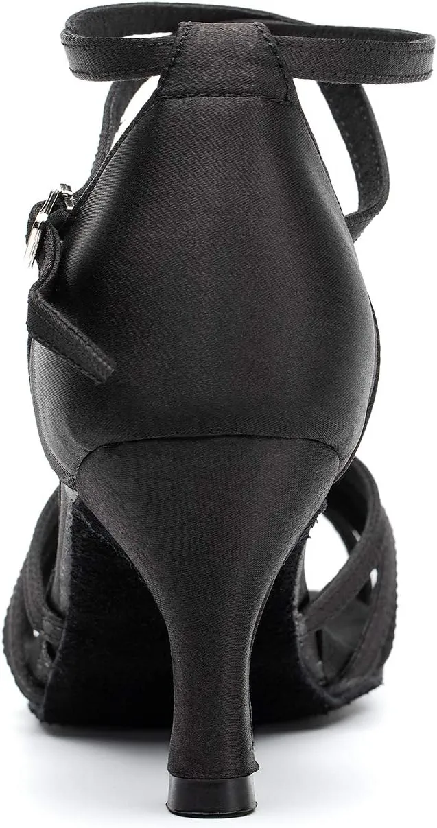 Women's Dance Shoes Latin Salsa Bachata Tango Practice Ballroom Dancing Shoes Wedding Performance Dress Shoes with Soft Suede Sole 2.76'' Heel