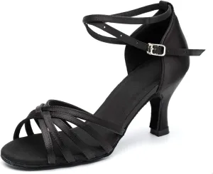 Women's Dance Shoes Latin Salsa Bachata Tango Practice Ballroom Dancing Shoes Wedding Performance Dress Shoes with Soft Suede Sole 2.76'' Heel