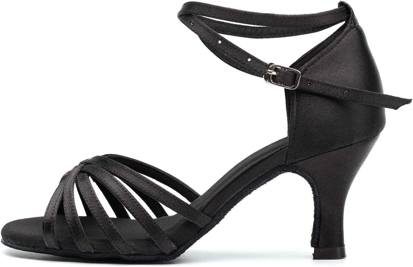 Women's Dance Shoes Latin Salsa Bachata Tango Practice Ballroom Dancing Shoes Wedding Performance Dress Shoes with Soft Suede Sole 2.76'' Heel