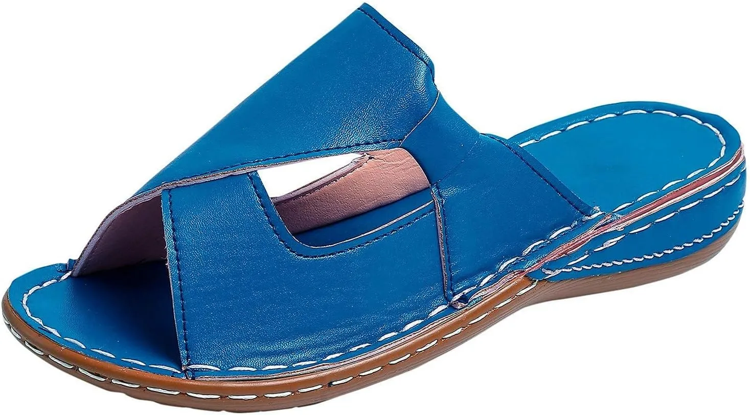 Womens Dress Sandals Low Heel Arch Support Wide Width Orthopedic Orthotic Comfortable Comfort Wedges Slippers Peep Toe Non-Slip Slingback Lightweight Beach Walking Sandal