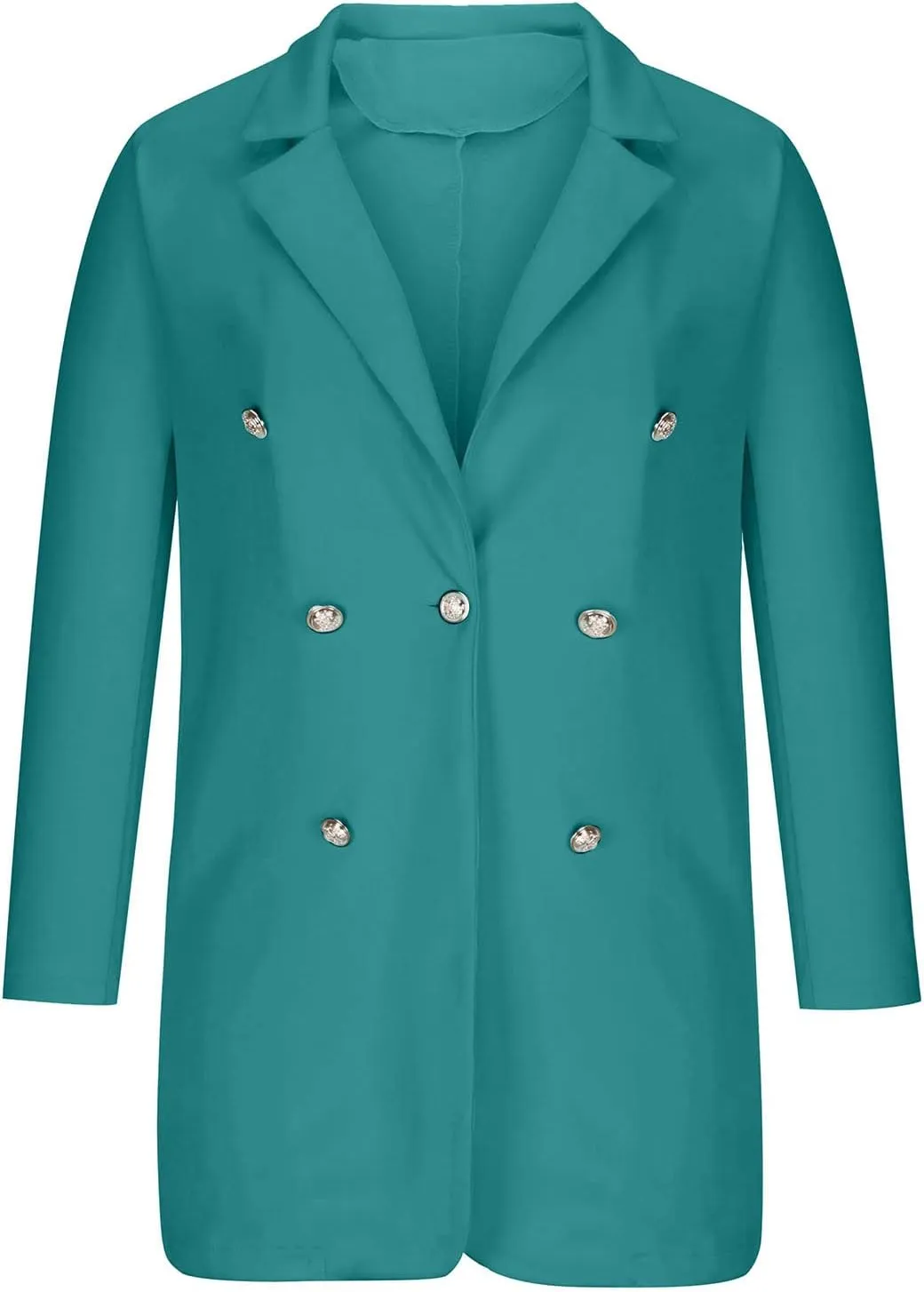Womens Fashion Lapel Collar Long Sleeve Open Front Button Blazer Jackets Business Casual Trench Cardigan Long Suit Coat