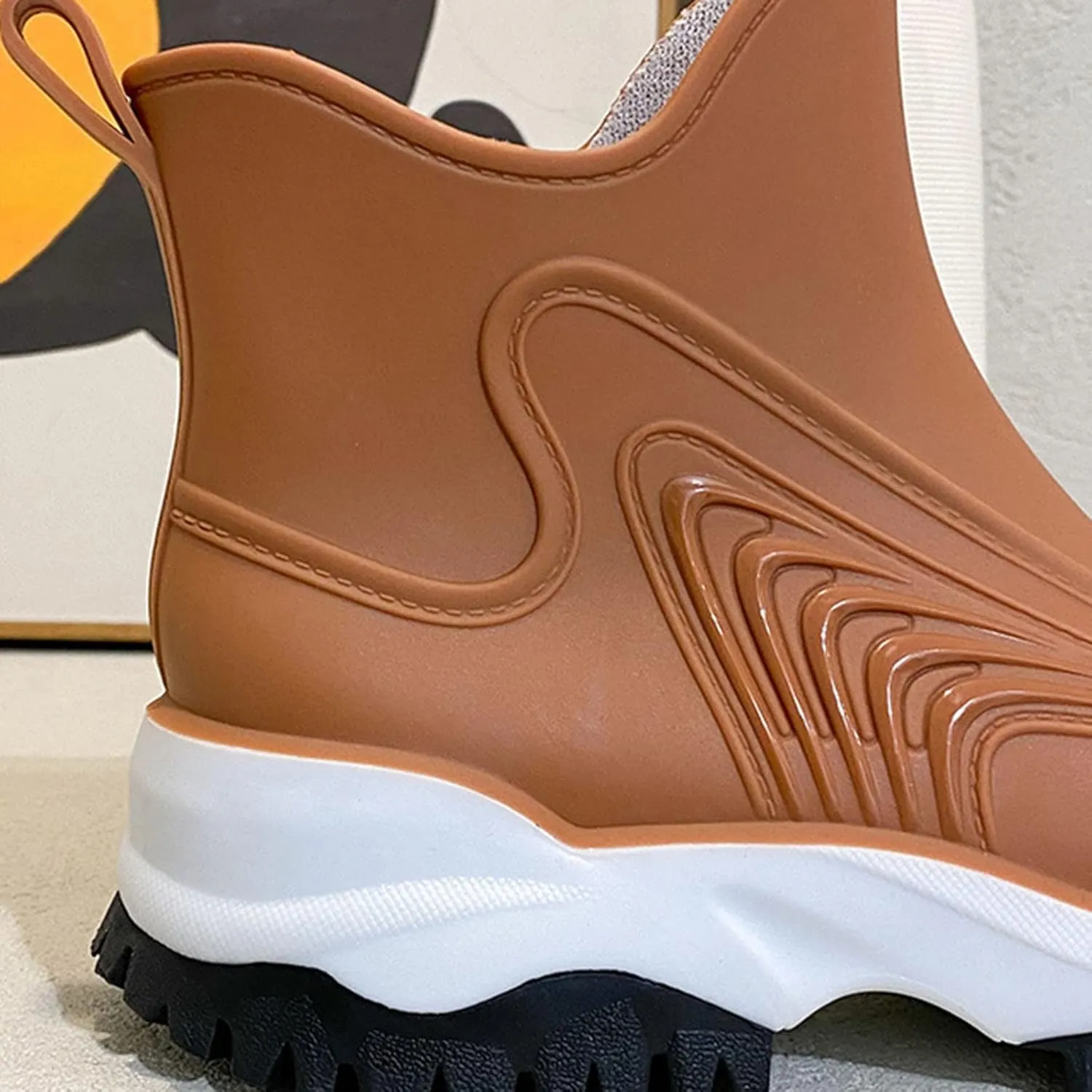 Women's Fashion Rain Shoes Outside Shoes Kitchen Rubber Shoes Soft Bottom Comfortable Middle Tube Rain Boots Rain Boots Womens Short