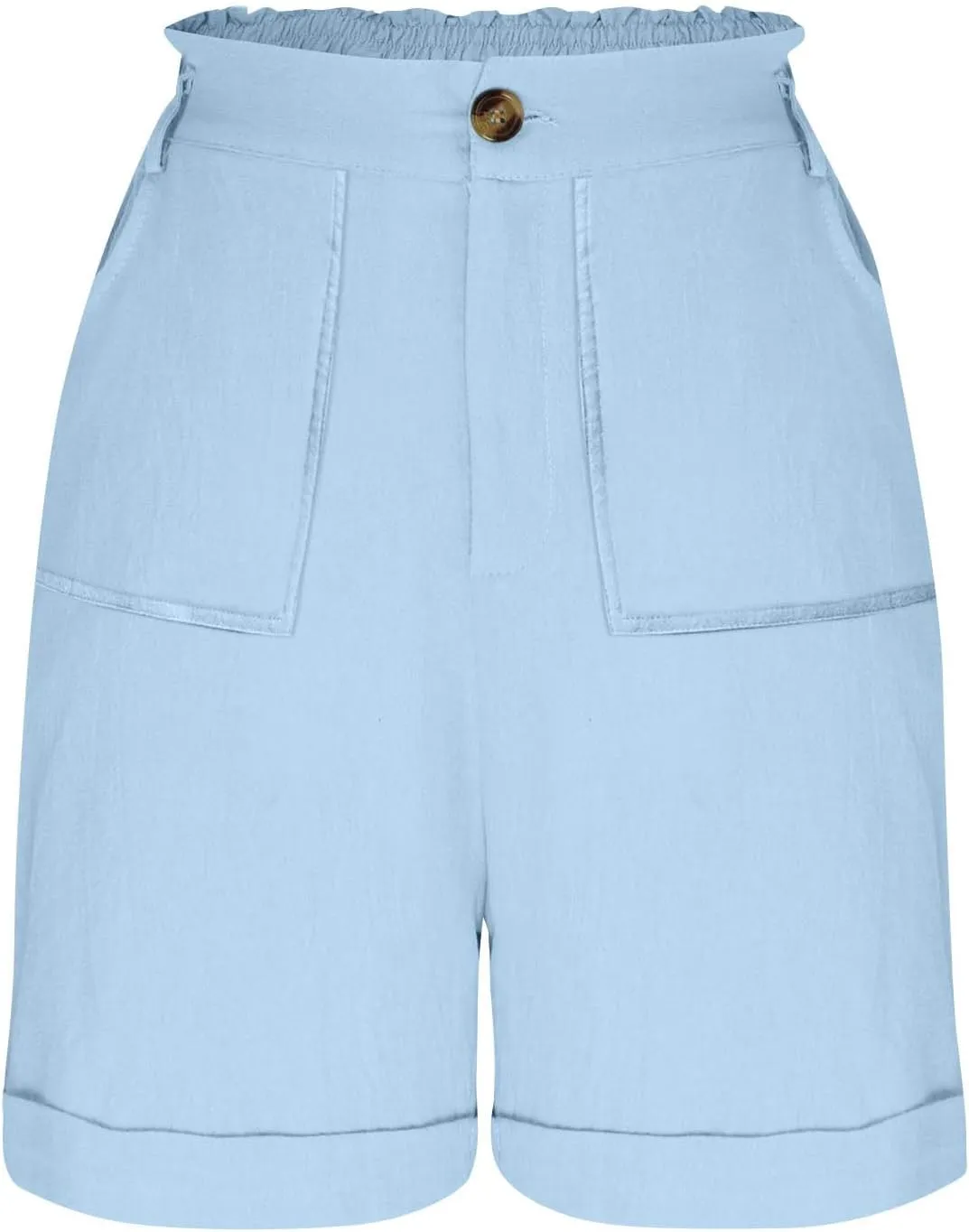 Women's High Waisted Shorts with Pockets Casual Button Loose Fit Pants 2025 Trendy Elastic Waist Beach Lounge Bottoms