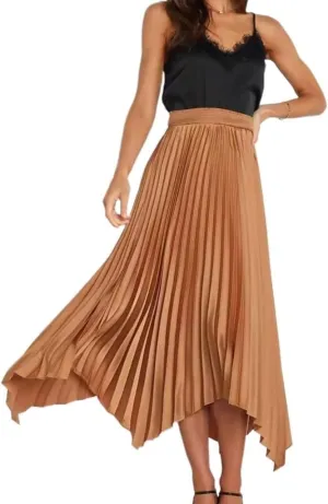 Womens High Waisted Solid Casual Midi Skirt Summer Boho Elastic Waist Pleated Flowy Swing Beach Skirts