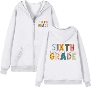 Womens Hoodies Letter Print Drawstring Long Sleeve Hooded Sweatshirt Autumn Casual Coat Zip Up Jackets with Pocketes