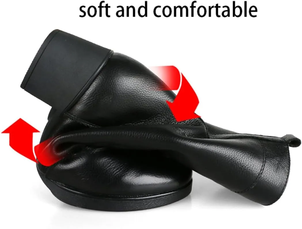 Women's Jazz Boots, Leather Square Heel Dancing Shoes for Ladies Split Sole Ballet Dancing Sneakers