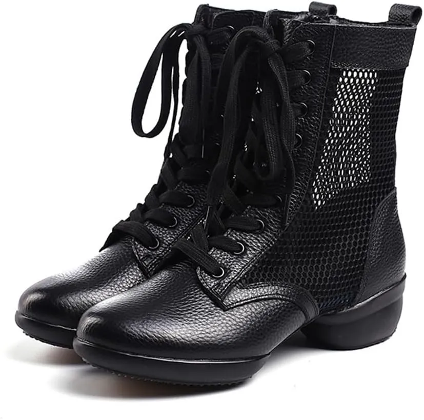 Women's Jazz Shoes Lace-Up Dancing Walking Sneakers High Top Split Sole Modern Dance Shoes
