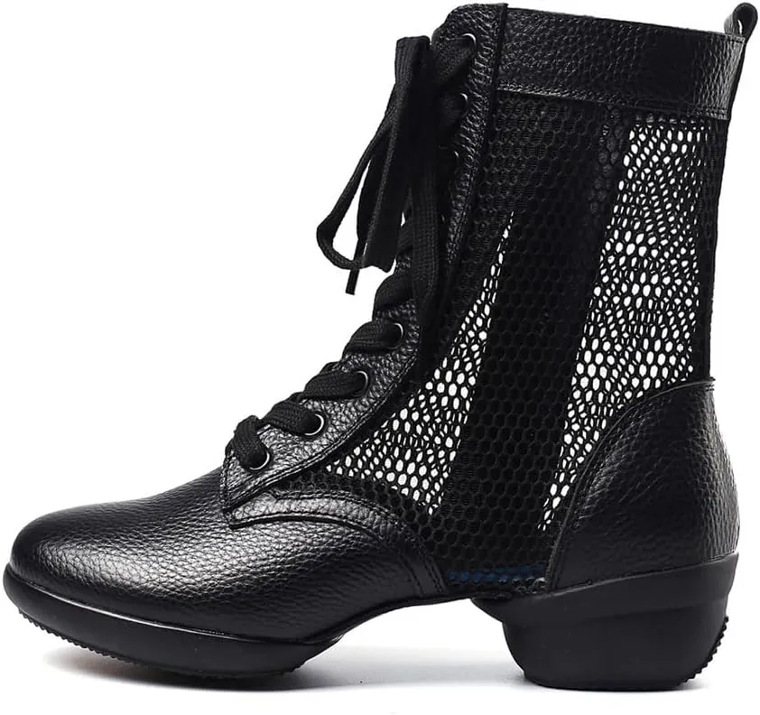 Women's Jazz Shoes Lace-Up Dancing Walking Sneakers High Top Split Sole Modern Dance Shoes