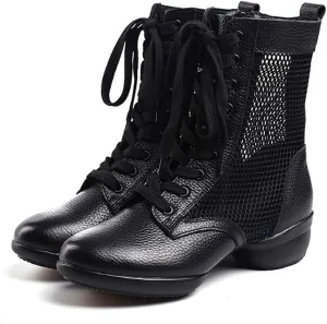 Women's Jazz Shoes Lace-Up Dancing Walking Sneakers High Top Split Sole Modern Dance Shoes