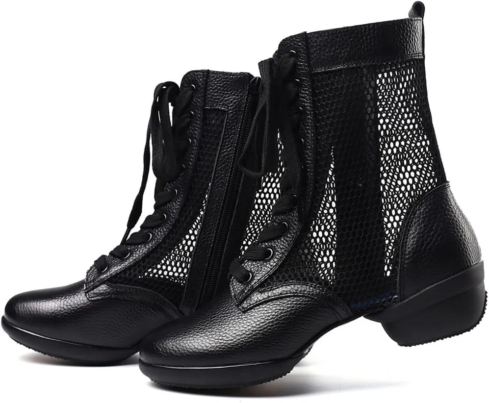 Women's Jazz Shoes Lace-Up Dancing Walking Sneakers High Top Split Sole Modern Dance Shoes