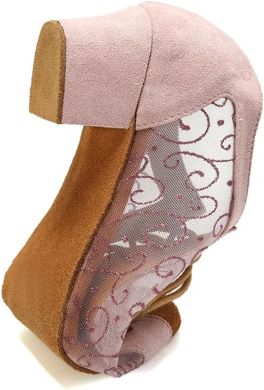 Women's Lace-up Ballroom Latin Dance Shoes Peep Toe Salsa Tango Dance Practice Shoes Low Heel