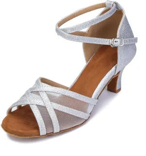 Women's Latin Dance Shoes Female's Ballroom Salsa Dance Shoes Gold Silver 2.5 Inch Heel