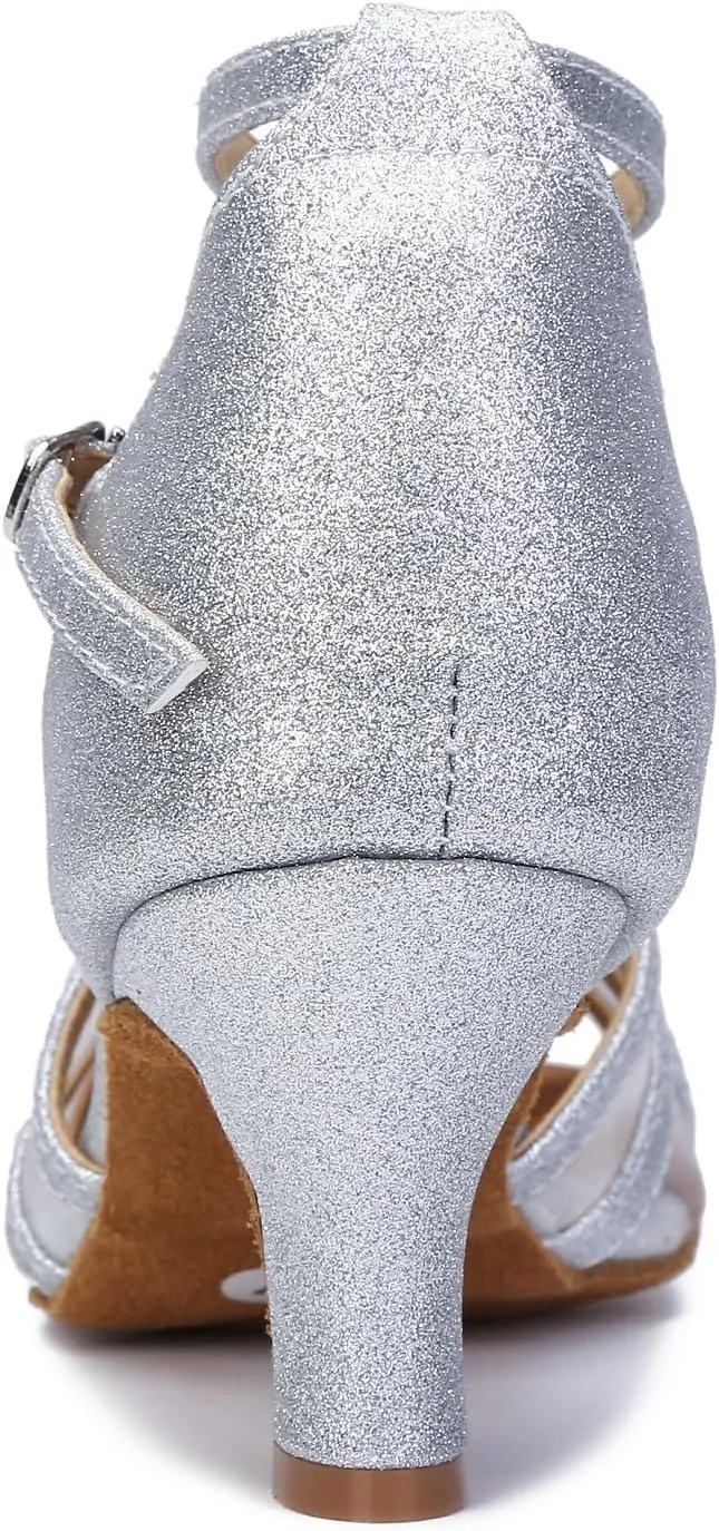 Women's Latin Dance Shoes Female's Ballroom Salsa Dance Shoes Gold Silver 2.5 Inch Heel