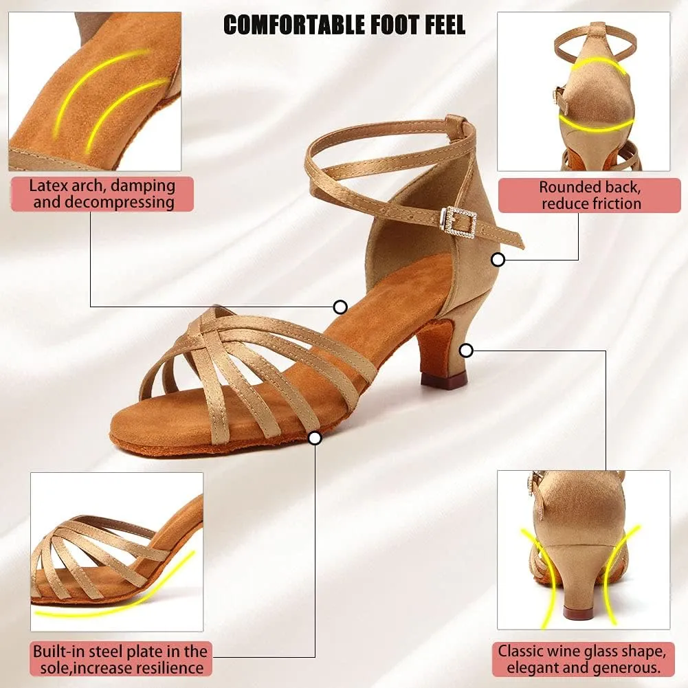 Women's Latin Salsa Dance Shoes Ballroom Performance Professional Practice Dancing Shoes,Model 802QB