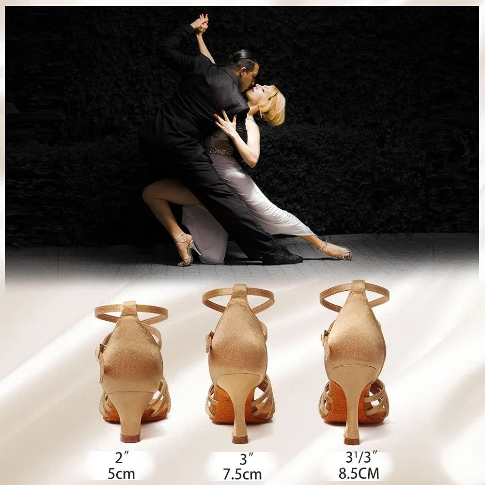 Women's Latin Salsa Dance Shoes Ballroom Performance Professional Practice Dancing Shoes,Model 802QB
