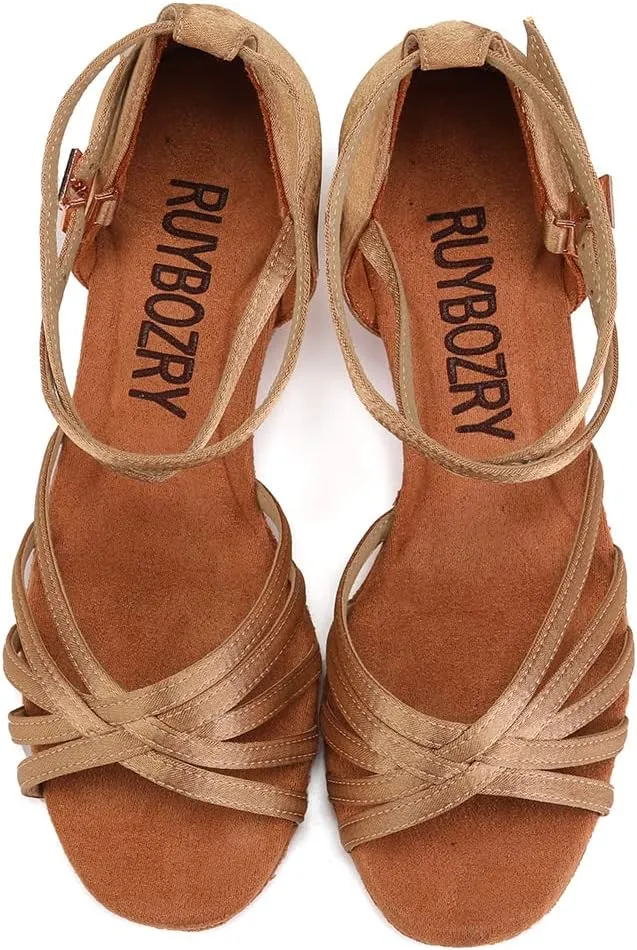 Women's Latin Salsa Dance Shoes Ballroom Performance Professional Practice Dancing Shoes,Model 802QB