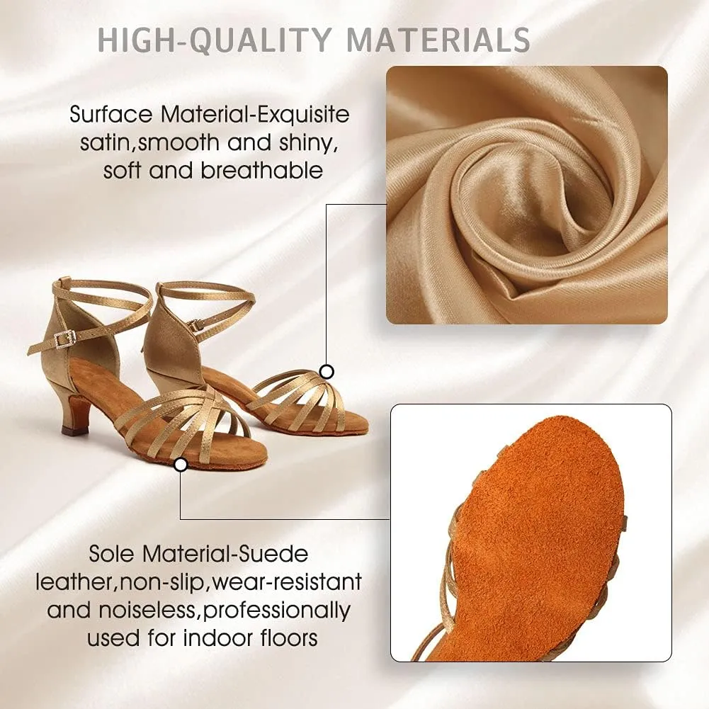 Women's Latin Salsa Dance Shoes Ballroom Performance Professional Practice Dancing Shoes,Model 802QB