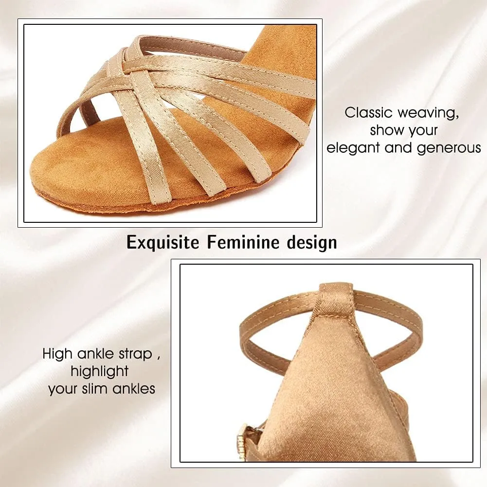 Women's Latin Salsa Dance Shoes Ballroom Performance Professional Practice Dancing Shoes,Model 802QB