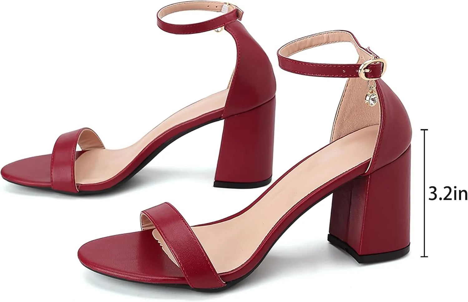 Women's Low Block Chunky Heels, Open Toe Ankle Strap Heels Sandals,Party & Dating Dress Heeled Shoes