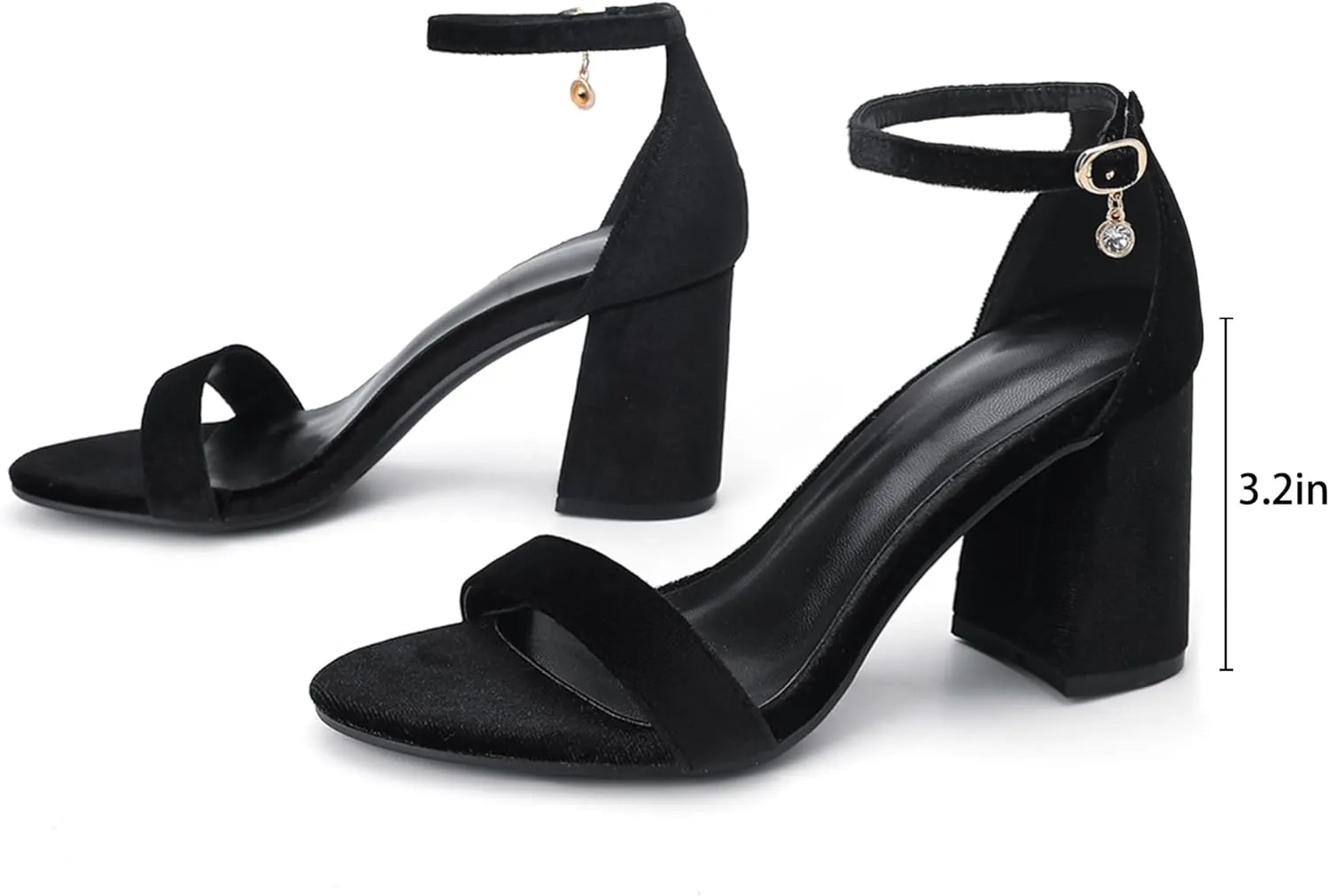 Women's Low Block Chunky Heels, Open Toe Ankle Strap Heels Sandals,Party & Dating Dress Heeled Shoes