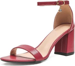 Women's Low Block Chunky Heels, Open Toe Ankle Strap Heels Sandals,Party & Dating Dress Heeled Shoes
